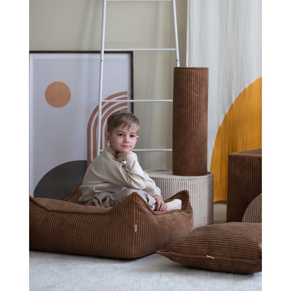 Hnědý manšestrový dětský sedací vak Square – Wigiwama - Obrázek 2