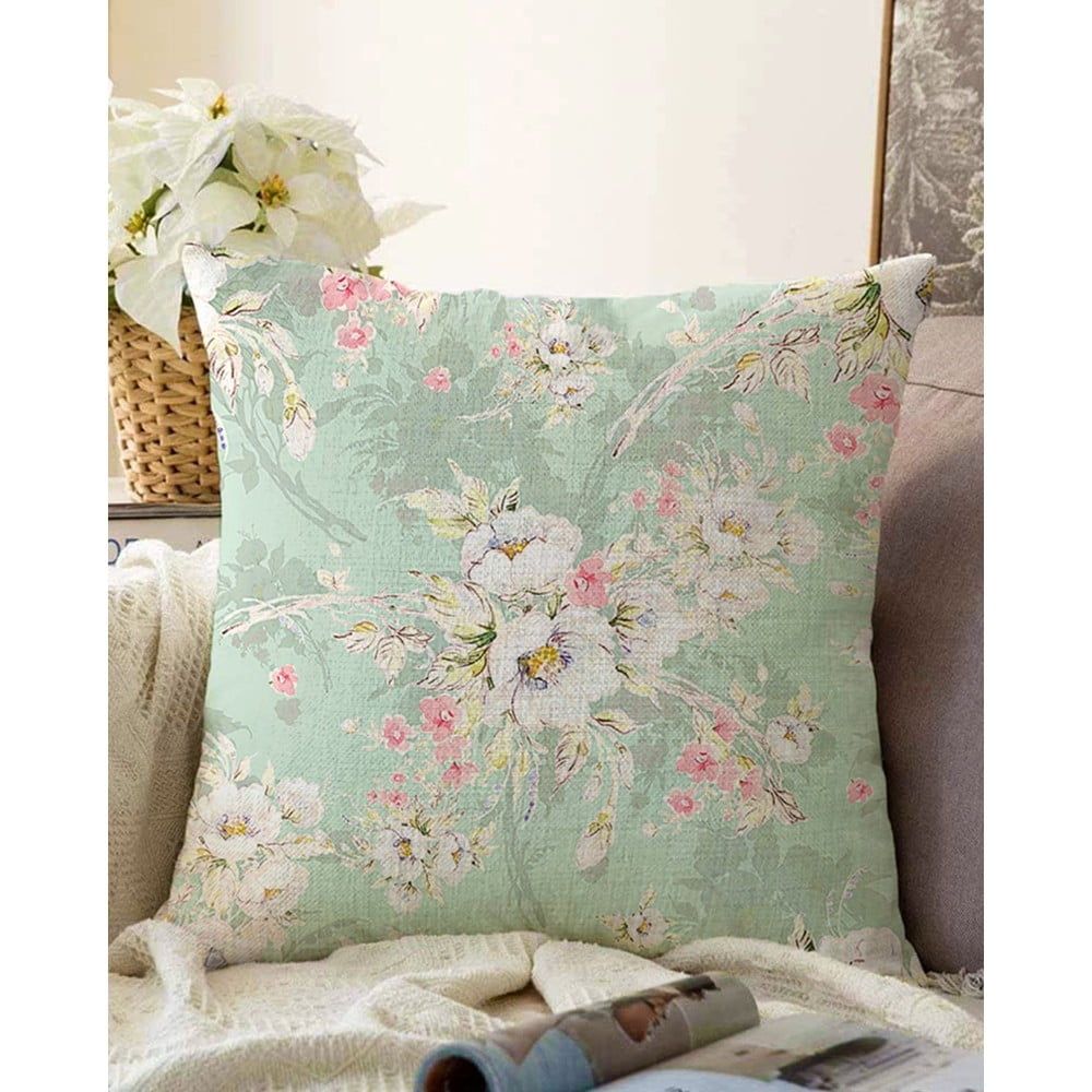 Zelený povlak na polštář s příměsí bavlny Minimalist Cushion Covers Blossom, 55 x 55 cm Zelený povlak na polštář s příměsí bavlny Minimalist Cushion Covers Blossom, 55 x 55 cm