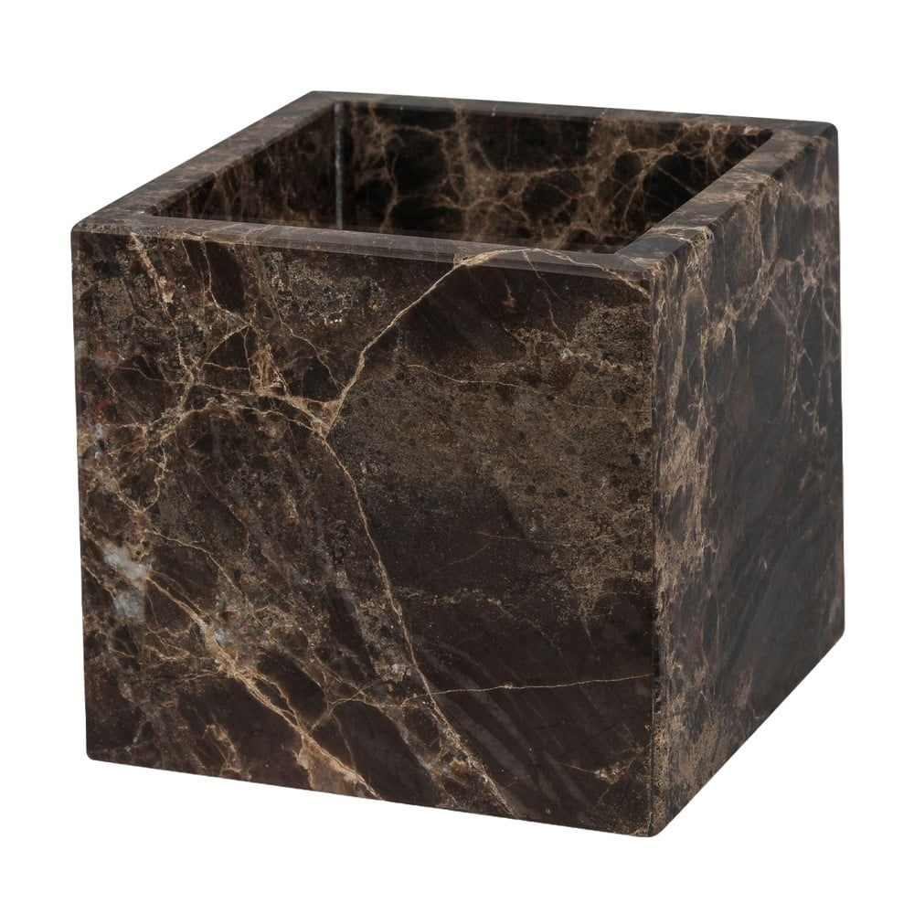 Tmavě hnědý mramorový koupelnový organizér na vatové tampony Marble – Mette Ditmer Denmark Tmavě hnědý mramorový koupelnový organizér na vatové tampony Marble – Mette Ditmer Denmark