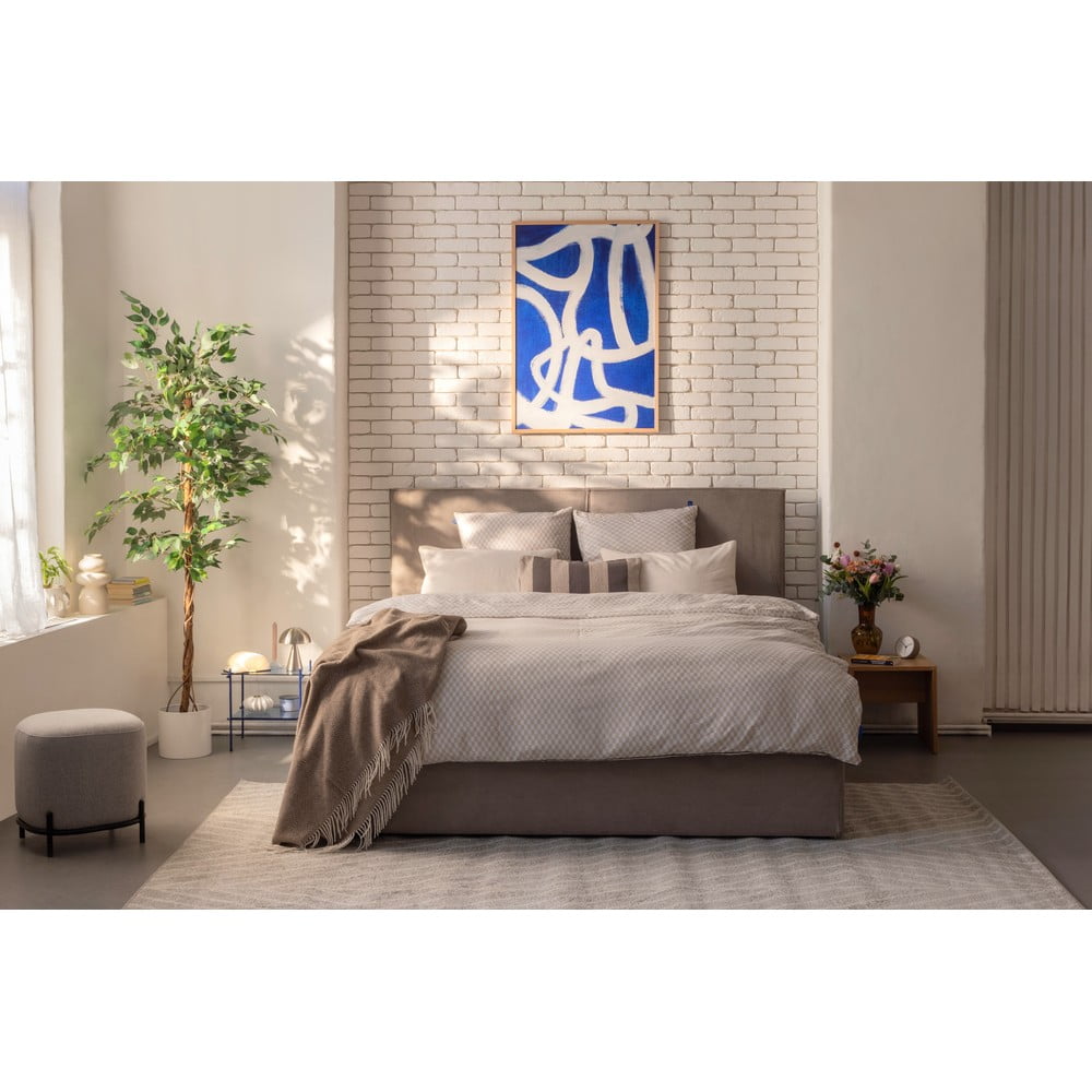 Čalouněná dvoulůžková postel taupe s úložným prostorem s roštem 160x200 cm Thessa Bold – Bonami Selection - Obrázek 2
