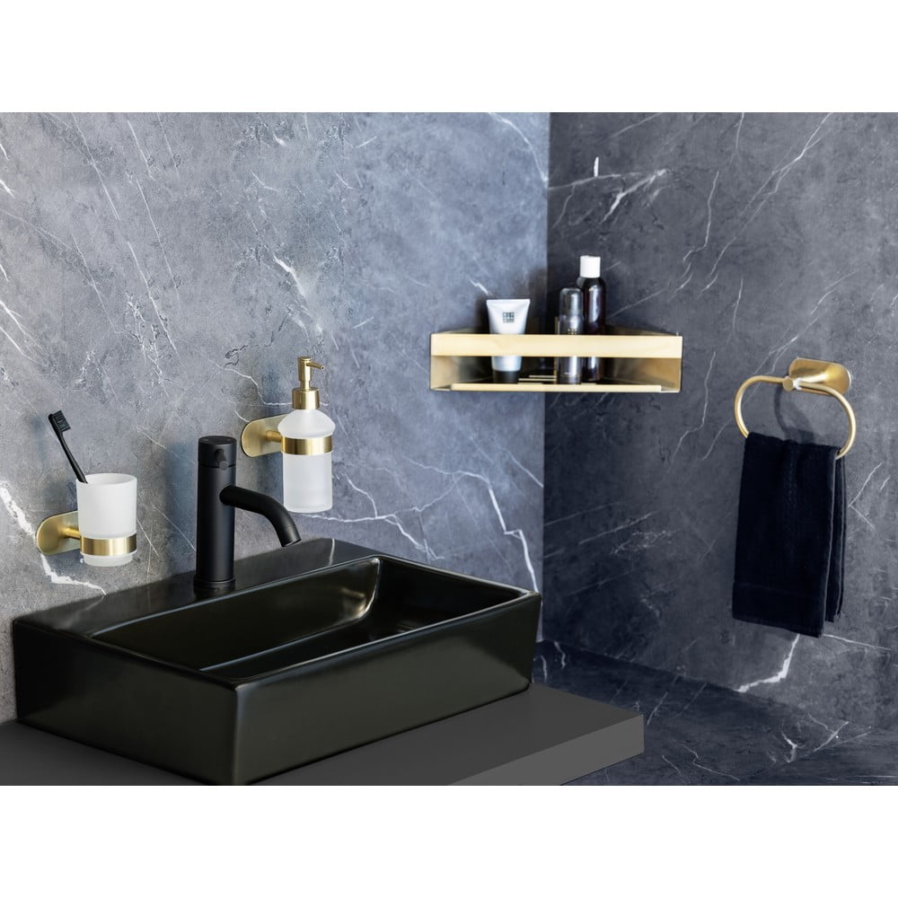 Rohová samodržící koupelnová polička z nerezové oceli ve zlaté barvě Genova – Wenko - Obrázek 2