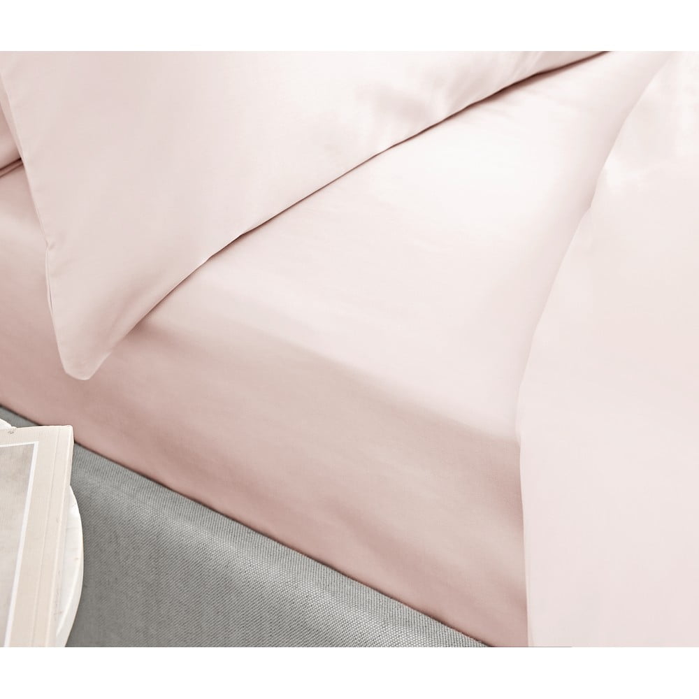 Růžové prostěradlo z bavlněného saténu Bianca Classic, 135 x 190 cm - Obrázek 2