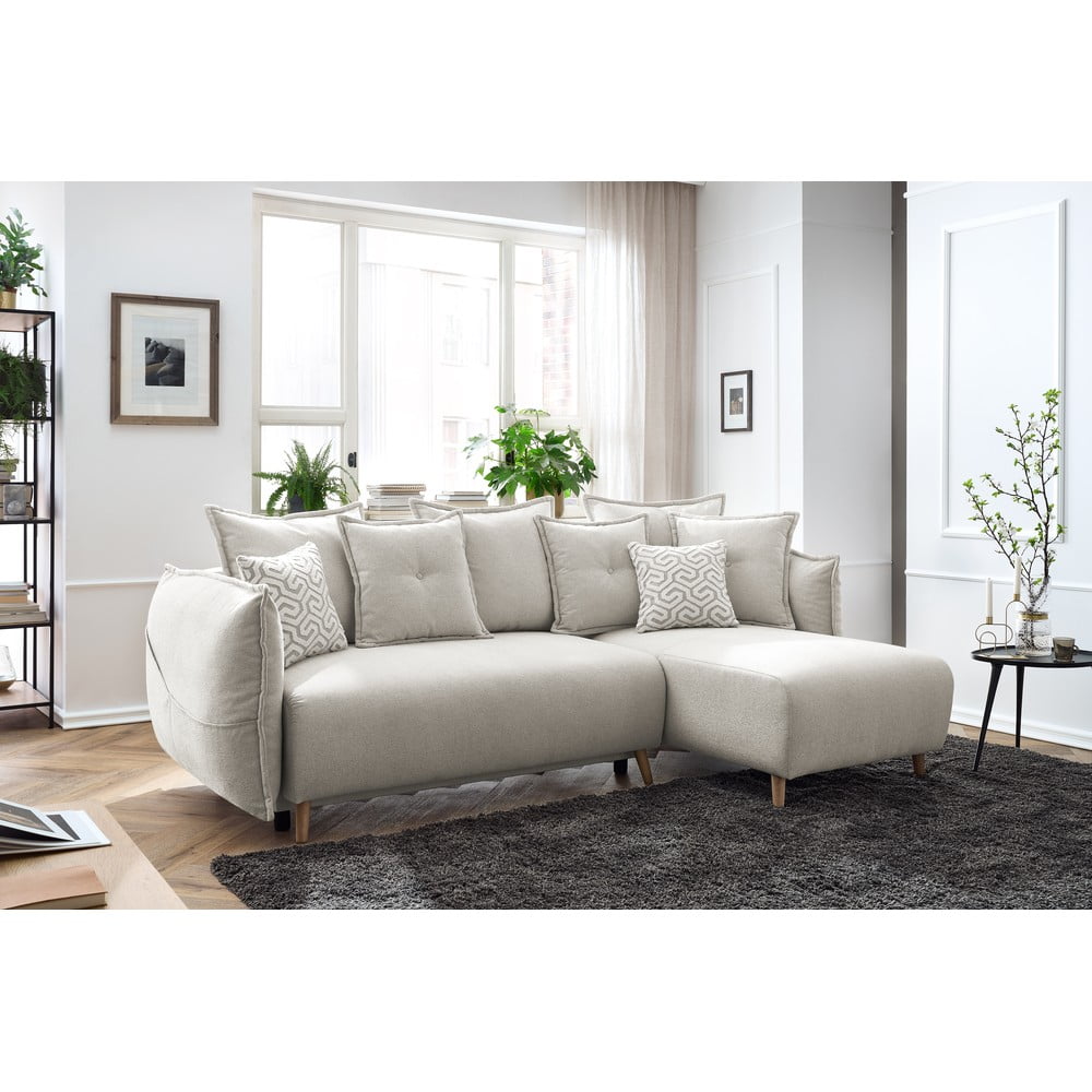 Krémová rozkládací rohová pohovka (variabilní) Nessa – Bobochic Paris - Obrázek 2