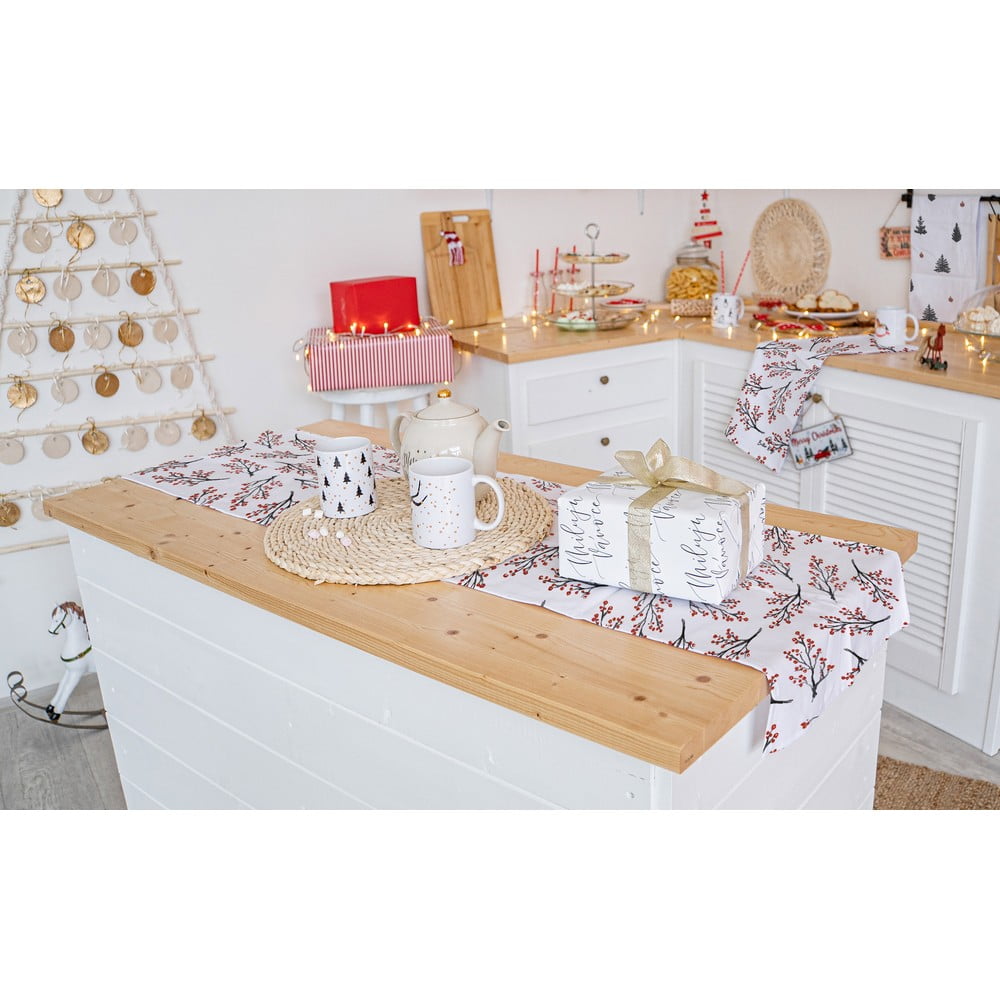 Vánoční bavlněný běhoun na stůl 140x40 cm Rowan Berries - Butter Kings - Obrázek 2