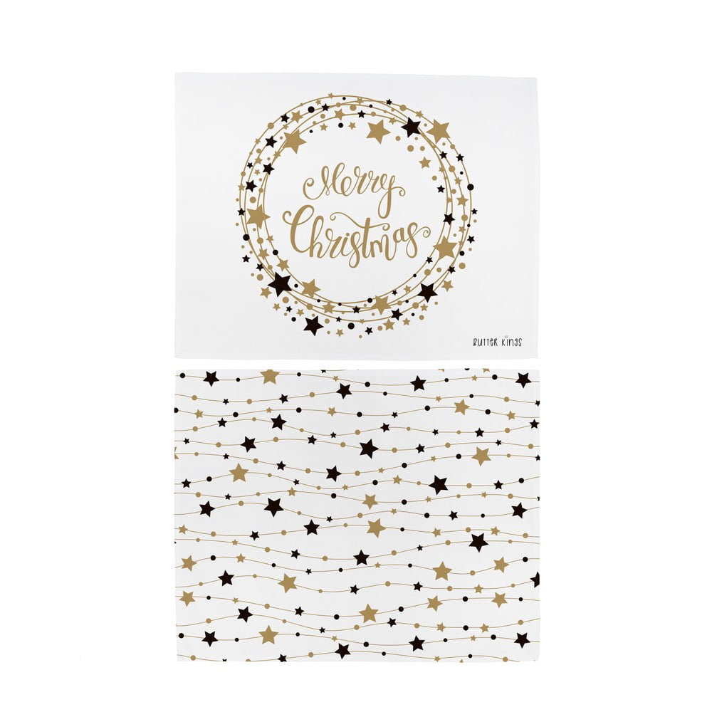 Sada 2 bavlněných prostírání s vánočním motivem Butter Kings Stars Wreath, 45 x 35 cm Sada 2 bavlněných prostírání s vánočním motivem Butter Kings Stars Wreath, 45 x 35 cm
