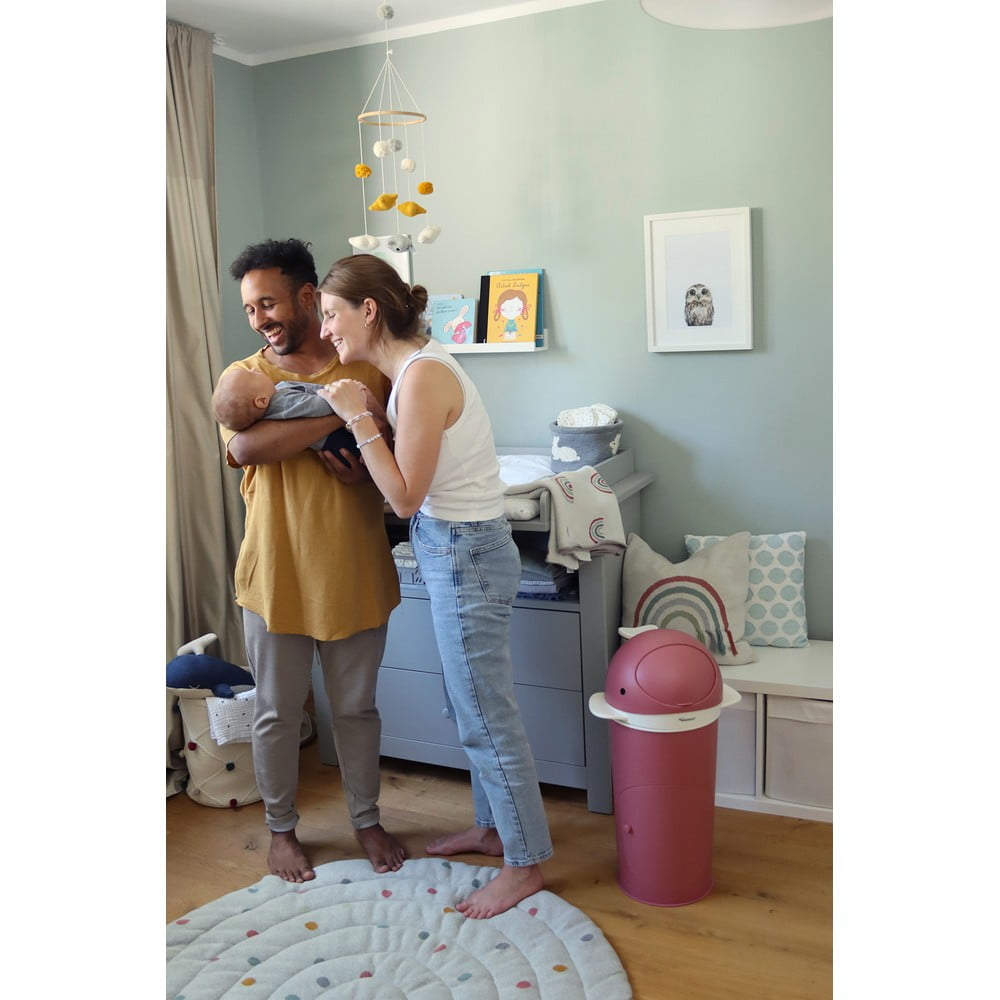 Tmavě růžový plastový odpadkový koš na pleny 25 l Whale – Kindsgut - Obrázek 2