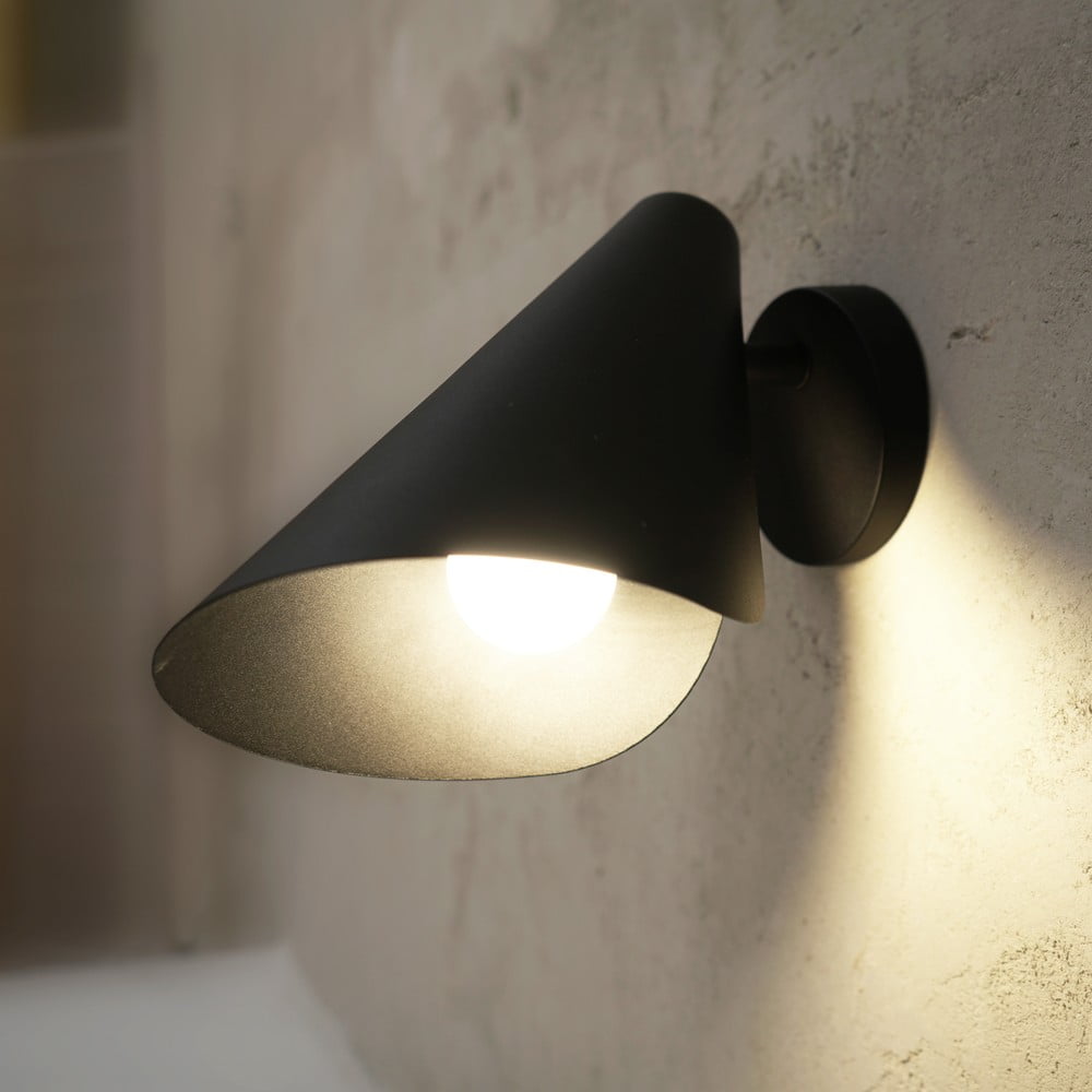 Černé nástěnné svítidlo SULION Lisboa, výška 16 cm - Obrázek 2