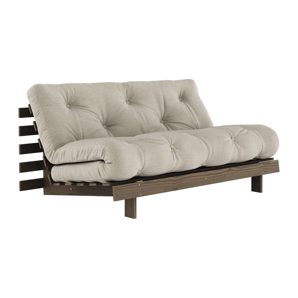 Šedobéžová lněná rozkládací pohovka 160 cm Roots Carob – Karup Design Šedobéžová lněná rozkládací pohovka 160 cm Roots Carob – Karup Design