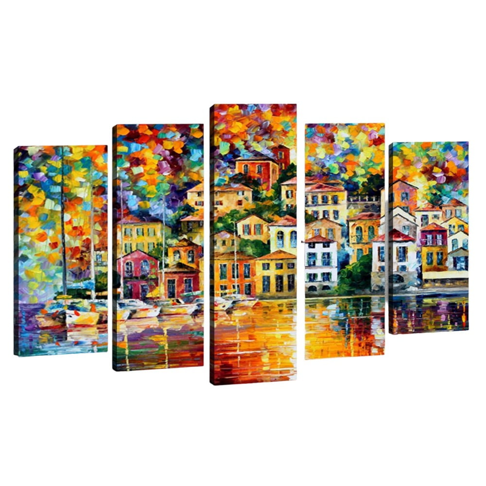 Sada 5 obrazů Tablo Center Bright Houses Sada 5 obrazů Tablo Center Bright Houses