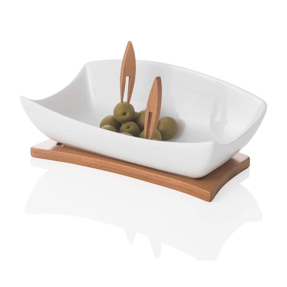 Bílá porcelánovo-bambusová servírovací mísa Hors D’Oeuvre – Brandani Bílá porcelánovo-bambusová servírovací mísa Hors D’Oeuvre – Brandani