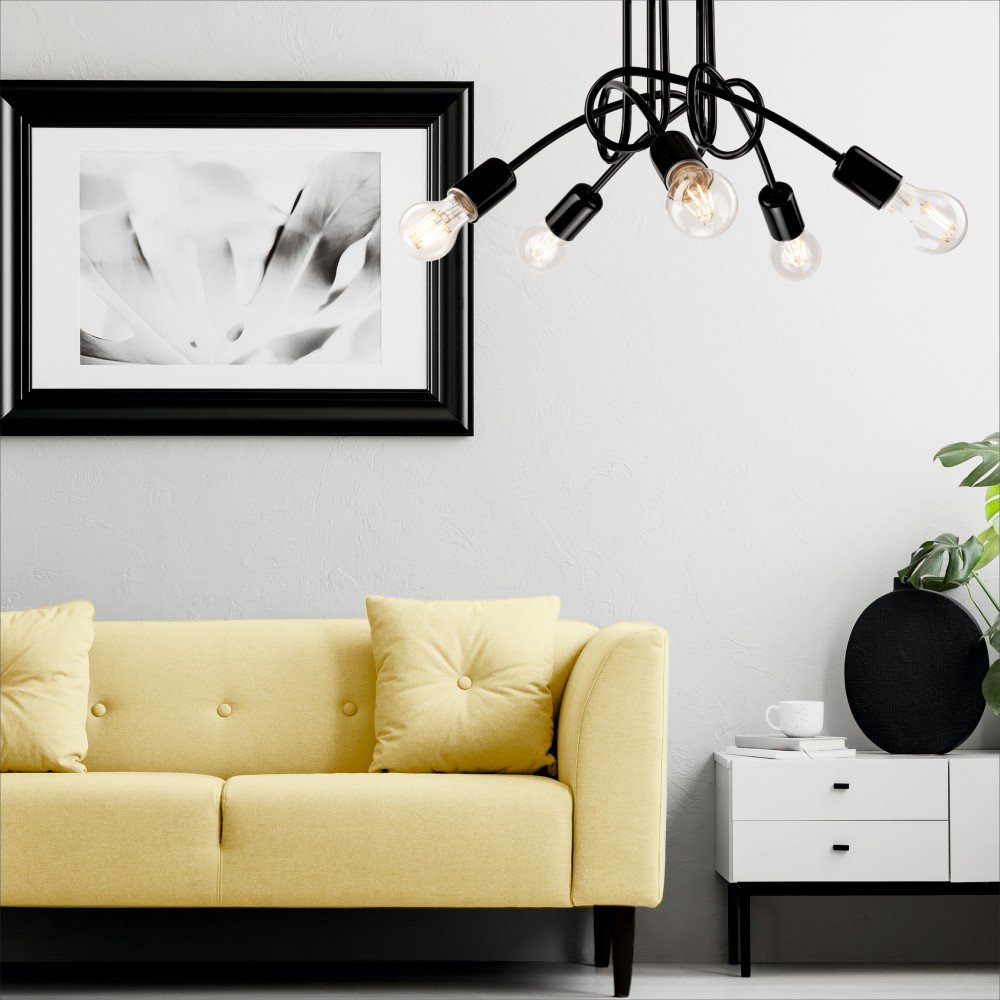 Černé stropní svítidlo bez stínidla 46x46 cm Camilla – LAMKUR - Obrázek 2