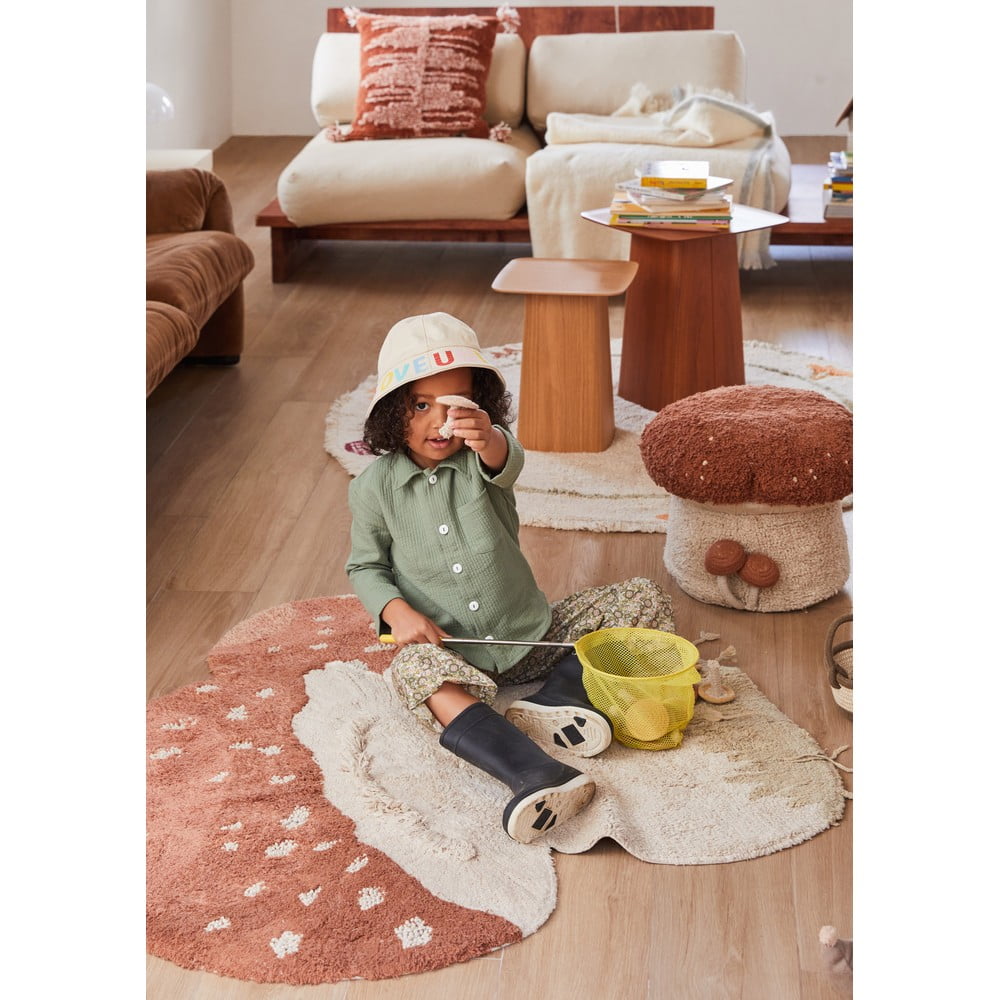Pratelný ručně tkaný bavlněný dětský koberec v cihlové barvě krémový 120x120 cm Boletus – Lorena Canals - Obrázek 2