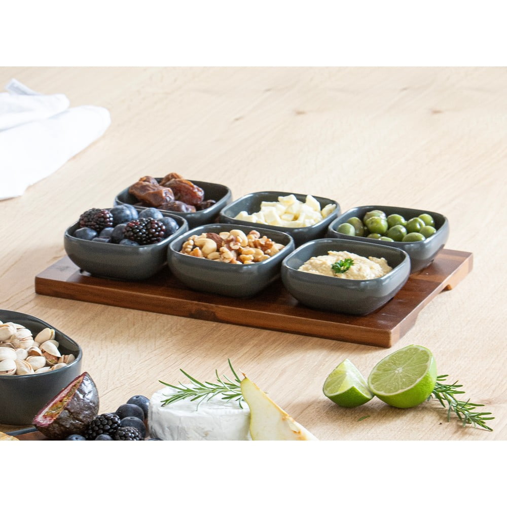 Antracitová porcelánová servírovací sada 6 ks Essentials – Ladelle - Obrázek 2