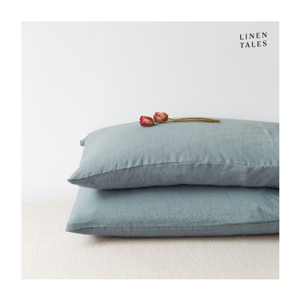 Světle modrý lněný povlak na polštář Linen Tales, 70 x 90 cm Světle modrý lněný povlak na polštář Linen Tales, 70 x 90 cm