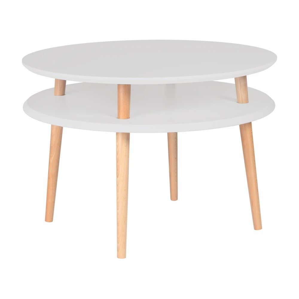 Světle šedý konferenční stolek s přírodními nohami Ragaba UFO, Ø 70 cm Světle šedý konferenční stolek s přírodními nohami Ragaba UFO, Ø 70 cm