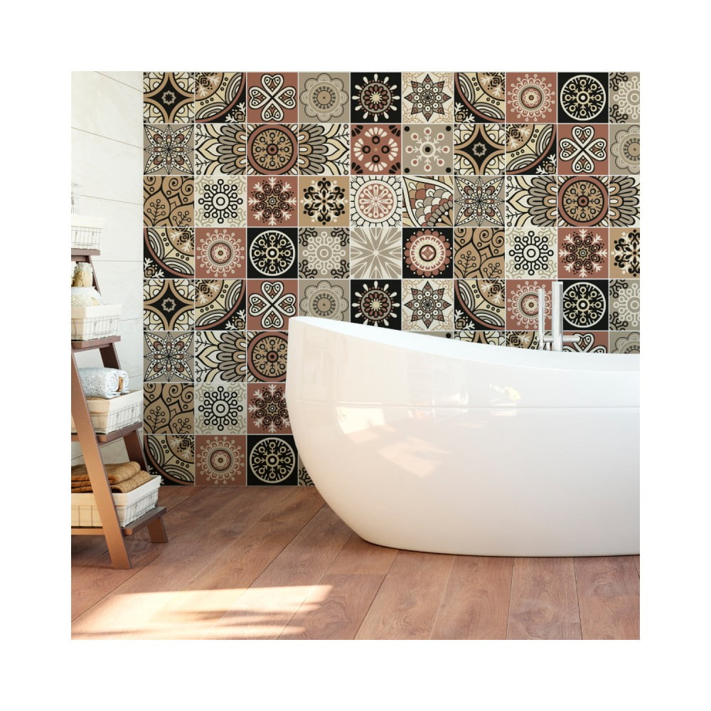 Sada 24 nástěnných samolepek Ambiance Wall Stickers Tiles Piura, 15 x 15 cm Sada 24 nástěnných samolepek Ambiance Wall Stickers Tiles Piura, 15 x 15 cm