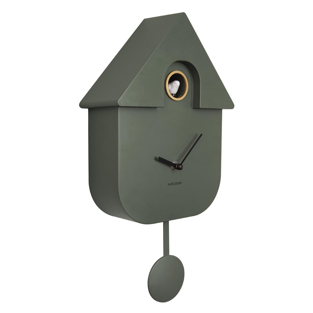 Zelené nástěnné kyvadlové hodiny Karlsson Modern Cuckoo, 21,5 x 41,5 cm - Obrázek 2