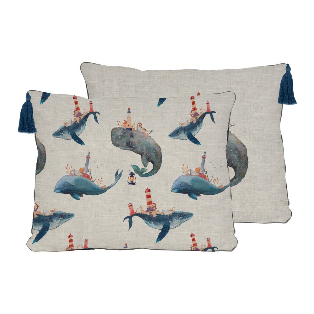 Polštář s příměsí lnu Little Nice Things Whale, 50 x 35 cm - Obrázek 2