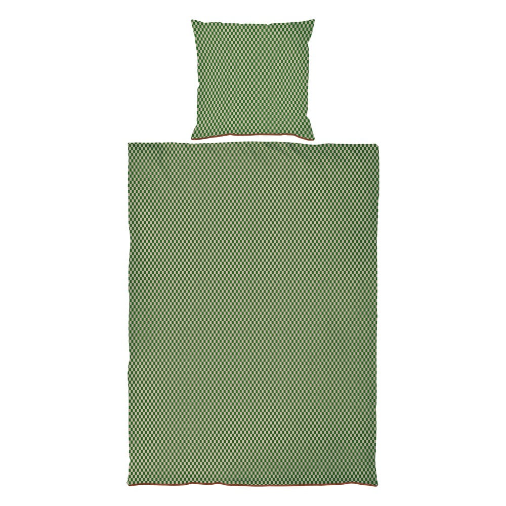 Zeleno-béžové prodloužené povlečení na jednolůžko z bavlněného saténu 140×220 cm Mini – Mette Ditmer Denmark Zeleno-béžové prodloužené povlečení na jednolůžko z bavlněného saténu 140×220 cm Mini – Mette Ditmer Denmark