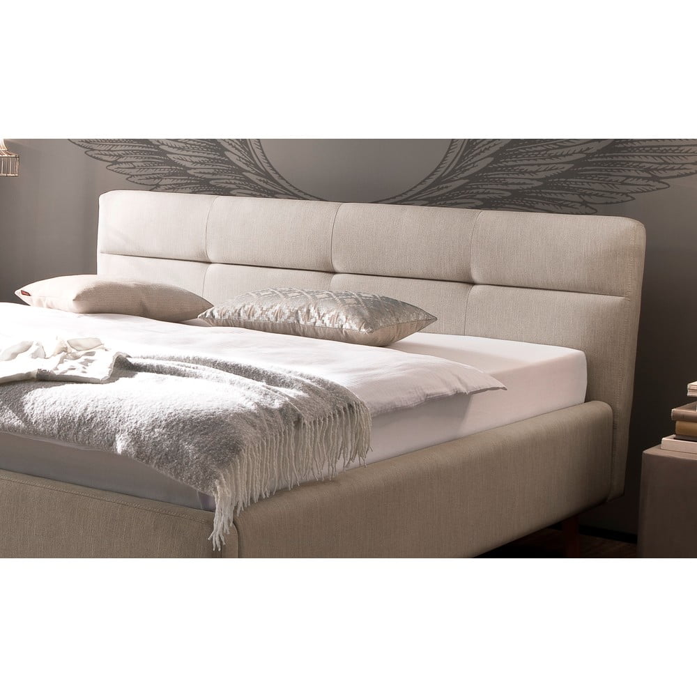 Béžová čalouněná dvoulůžková postel s úložným prostorem s roštem 180x200 cm Lotte – Meise Möbel - Obrázek 2