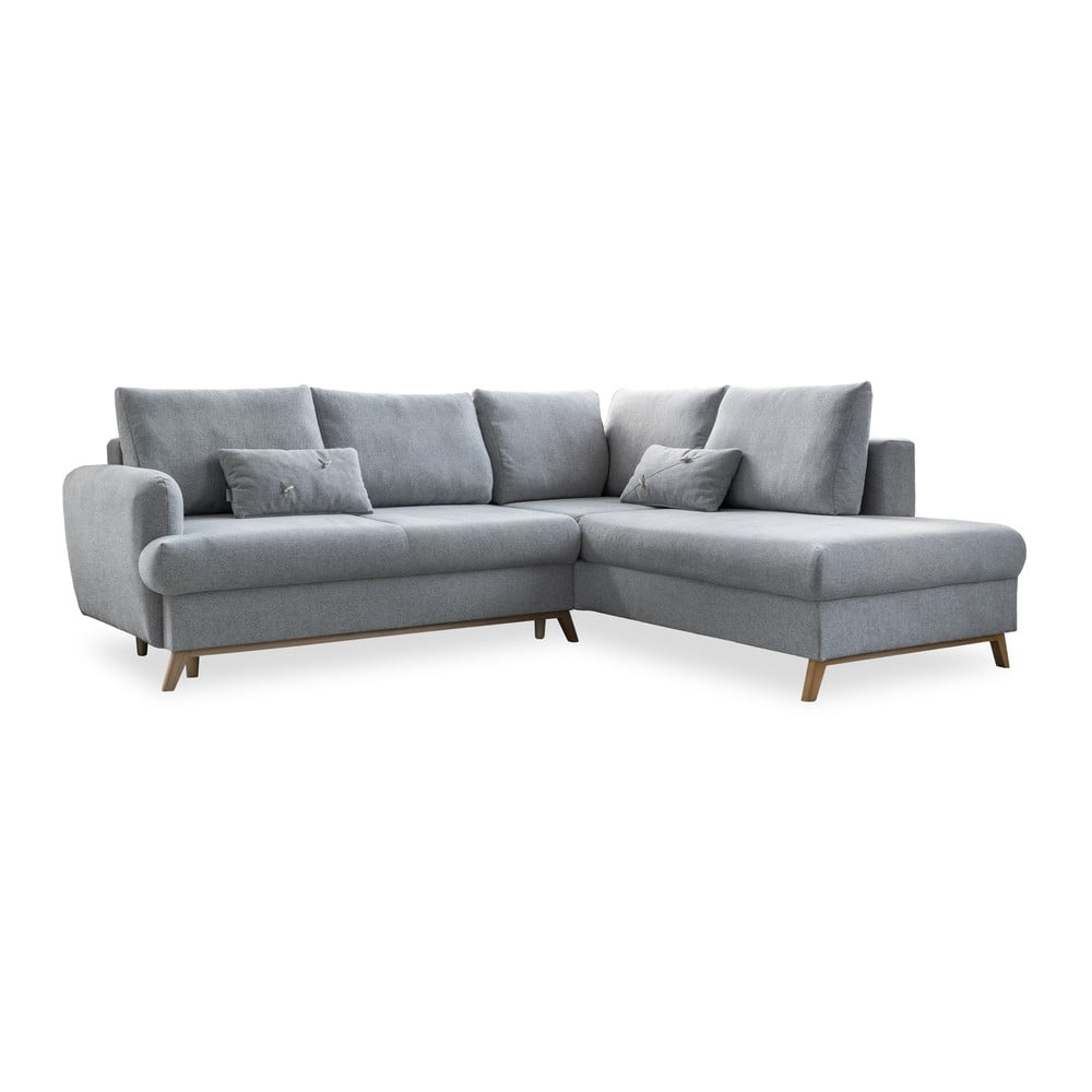 Světle šedá rozkládací rohová pohovka Miuform Scandic Lagom L, pravý roh Světle šedá rozkládací rohová pohovka Miuform Scandic Lagom L, pravý roh