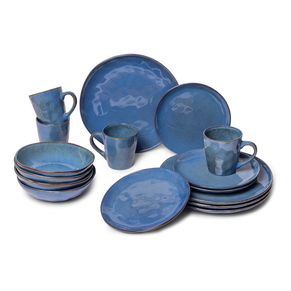 Tmavě modrá kameninová jídelní sada 16 ks Glosia – Bonami Selection Tmavě modrá kameninová jídelní sada 16 ks Glosia – Bonami Selection