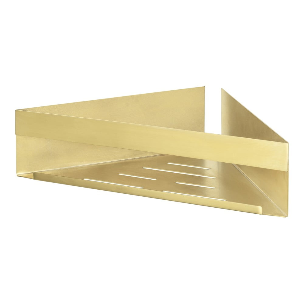 Rohová samodržící koupelnová polička z nerezové oceli ve zlaté barvě Genova – Wenko Rohová samodržící koupelnová polička z nerezové oceli ve zlaté barvě Genova – Wenko