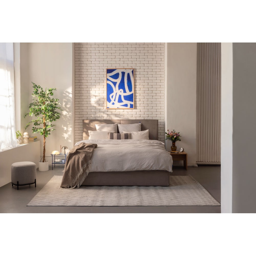 Čalouněná dvoulůžková postel taupe s úložným prostorem s matrací/s roštem 160x200 cm Thessa Bold – Bonami Selection - Obrázek 2