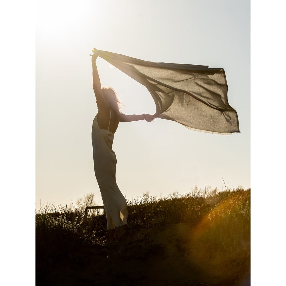 Béžový pléd s podílem bavlny Euromant Summer Linen, 140 x 180 cm - Obrázek 2