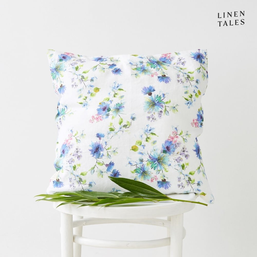 Lněný povlak na polštář 50×50 cm White Flowers – Linen Tales Lněný povlak na polštář 50×50 cm White Flowers – Linen Tales
