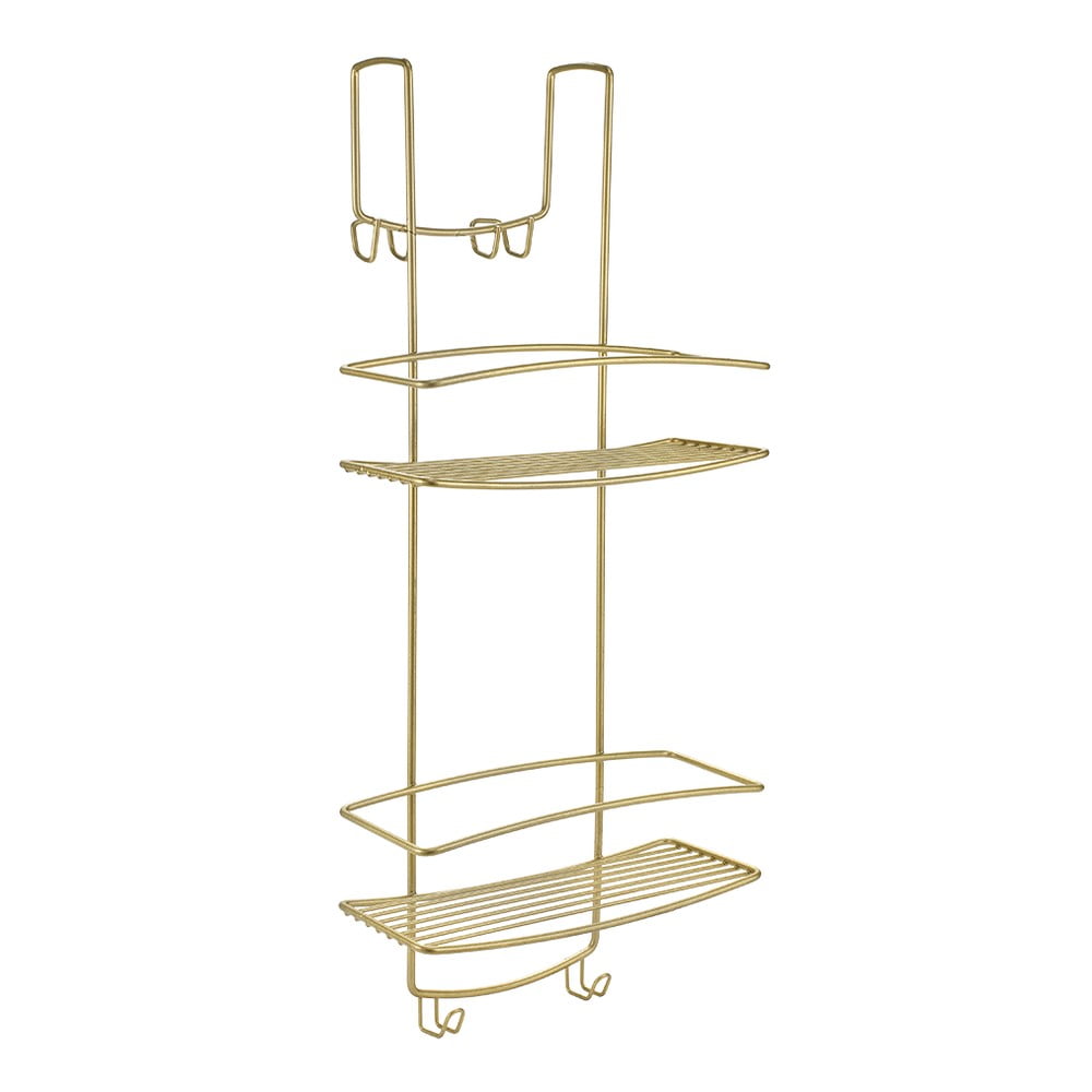 Závěsná ocelová koupelnová polička ve zlaté barvě Onda – Metaltex Závěsná ocelová koupelnová polička ve zlaté barvě Onda – Metaltex