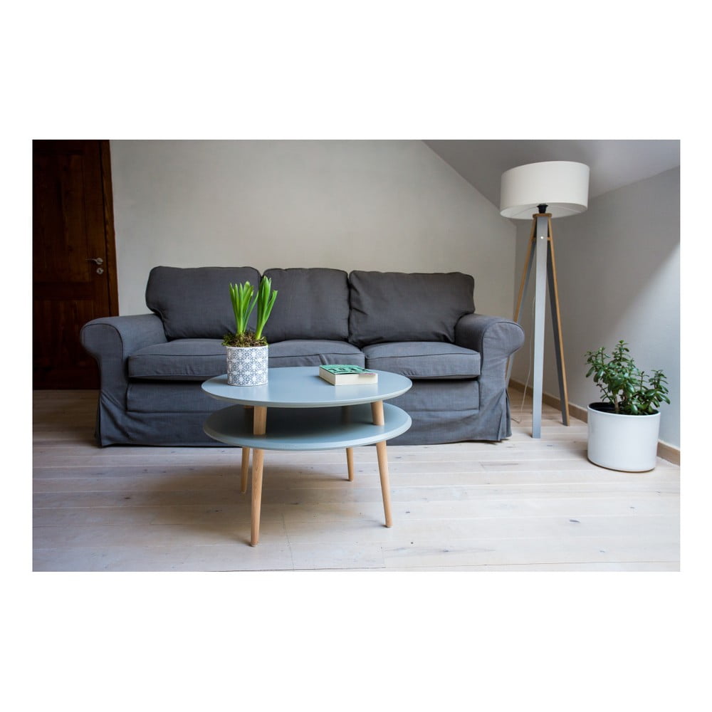 Grafitově šedý konferenční stolek s přírodními nohami Ragaba UFO, Ø 70 cm - Obrázek 2