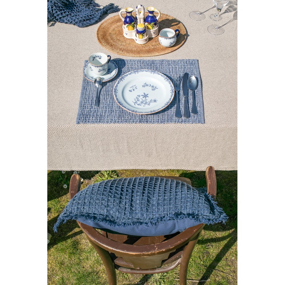 Modrý bavlněný dekorativní polštář Tiseco Home Studio Waffle, 45 x 45 cm - Obrázek 2