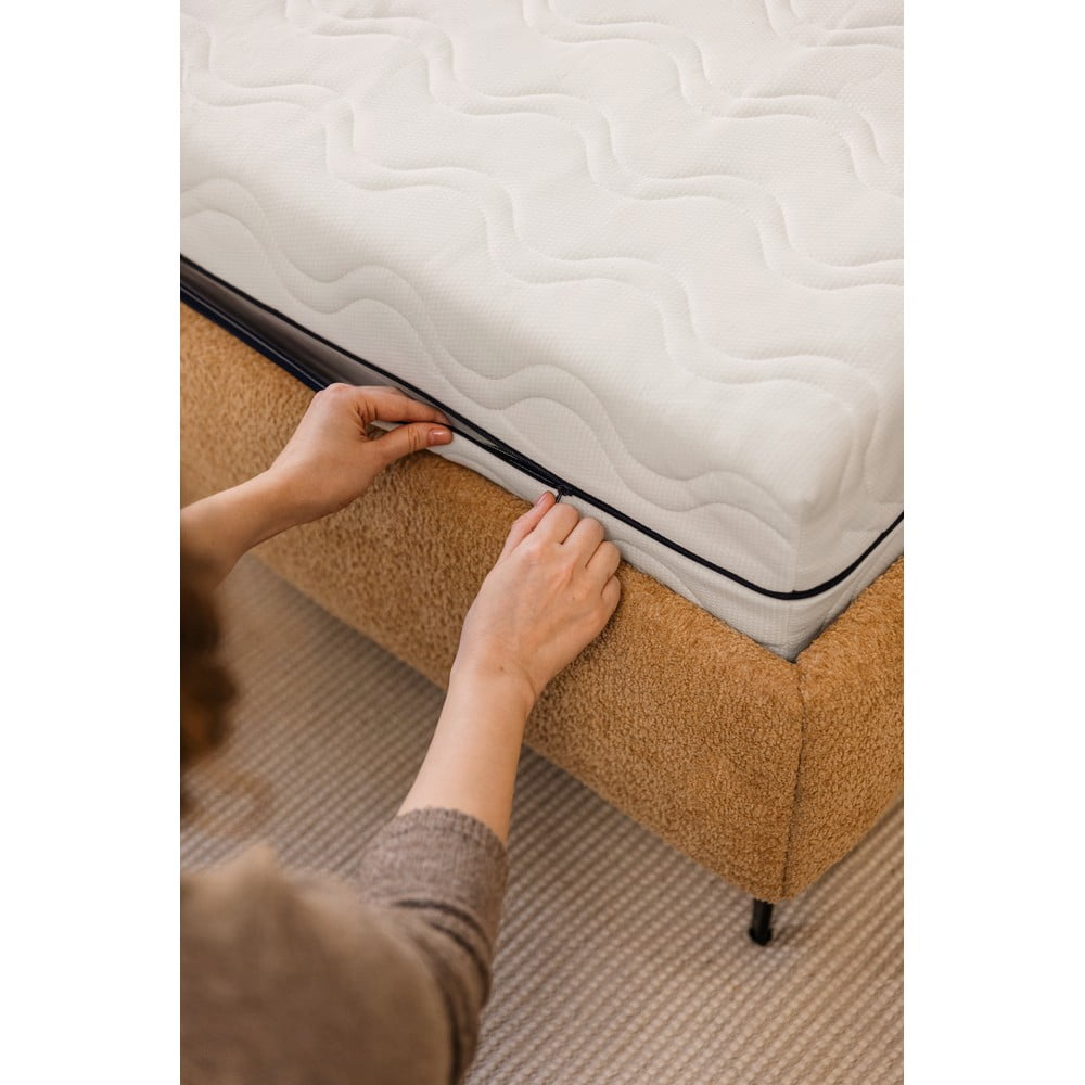 Čalouněná dvoulůžková postel s roštem 160x200 cm v hořčicové barvě Noira Slim – Bonami Selection - Obrázek 2