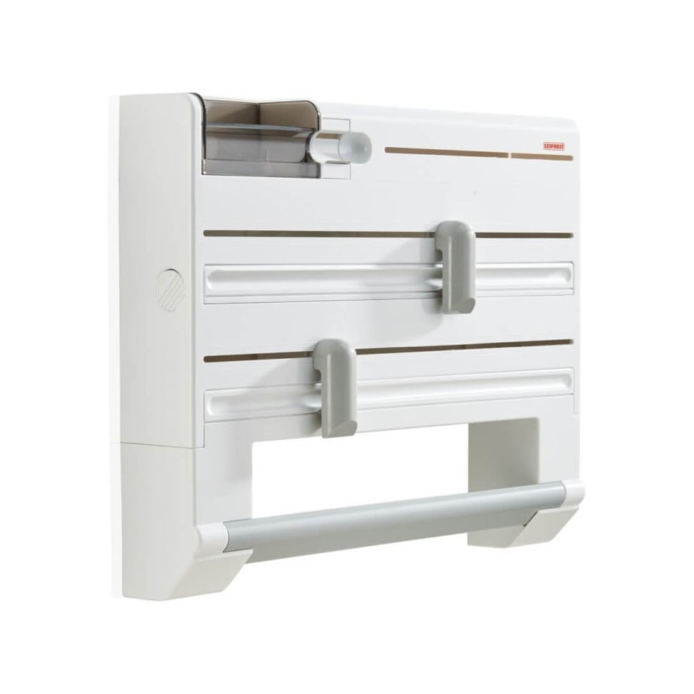 Bílý nástěnný plastový držák na fólie a papírové utěrky Parat – LEIFHEIT Bílý nástěnný plastový držák na fólie a papírové utěrky Parat – LEIFHEIT