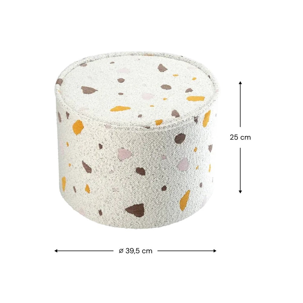Bílý dětský puf z textilie bouclé/žinylkový Terrazzo – Wigiwama - Obrázek 2