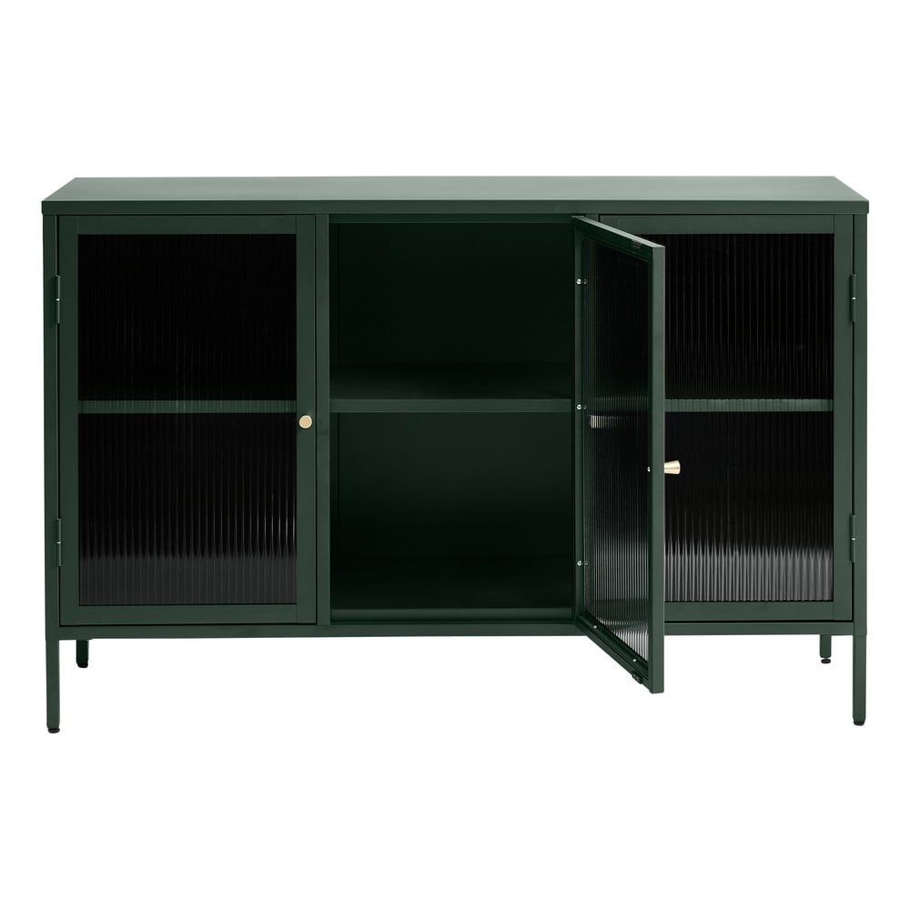 Zelená kovová vitrína Unique Furniture Bronco, výška 85 cm - Obrázek 2
