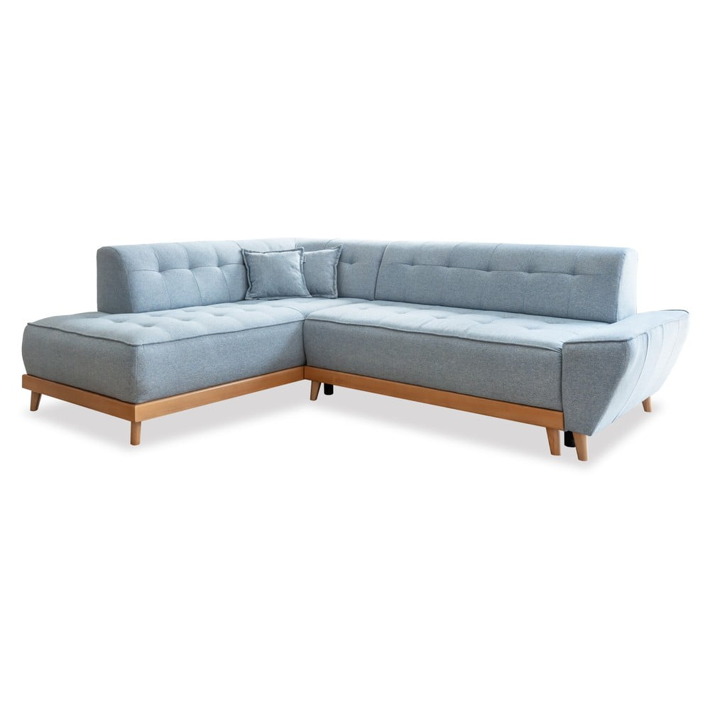 Světle modrá rozkládací rohová pohovka Miuform Dazzling Daisy L, levý roh Světle modrá rozkládací rohová pohovka Miuform Dazzling Daisy L, levý roh