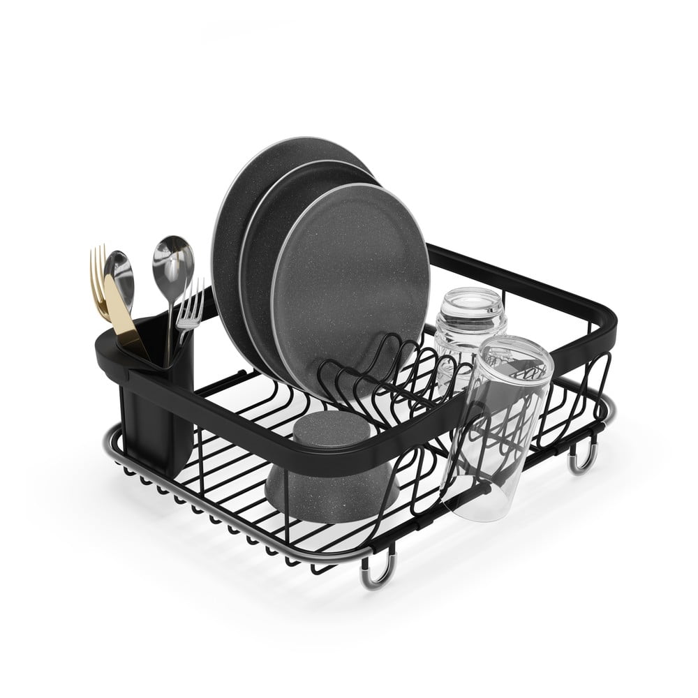 Černý nastavitelný ocelový odkapávač 37×29 cm Sinkin – Umbra Černý nastavitelný ocelový odkapávač 37×29 cm Sinkin – Umbra