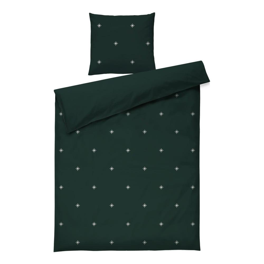 Tmavě zelené povlečení na jednolůžko z bavlněného perkálu 140×200 cm Christmas Fable – JUNA Tmavě zelené povlečení na jednolůžko z bavlněného perkálu 140×200 cm Christmas Fable – JUNA