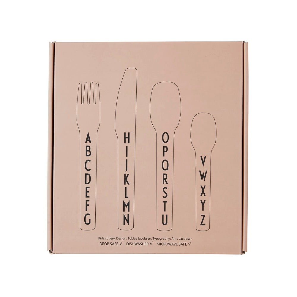 4dílná sada růžových dětských příborů Design Letters - Obrázek 2