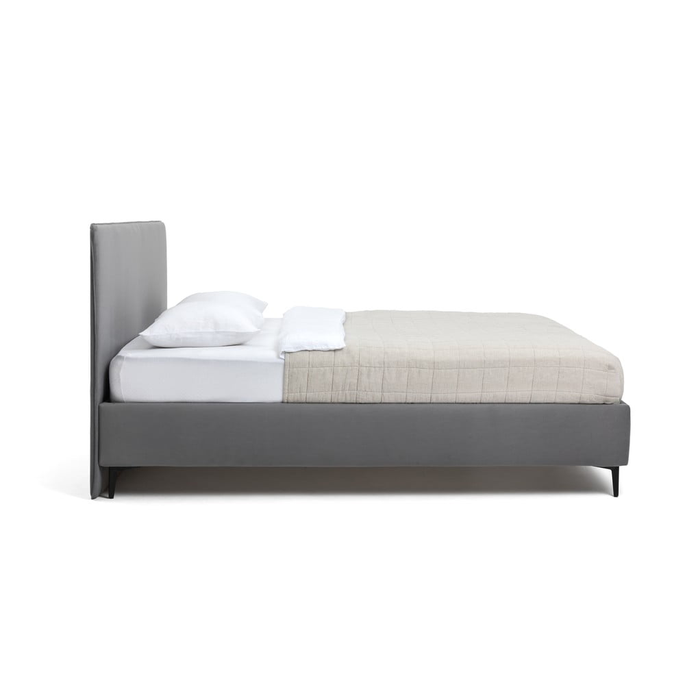 Šedá čalouněná dvoulůžková postel s matrací/s roštem 160x200 cm Noira Slim – Bonami Selection - Obrázek 2