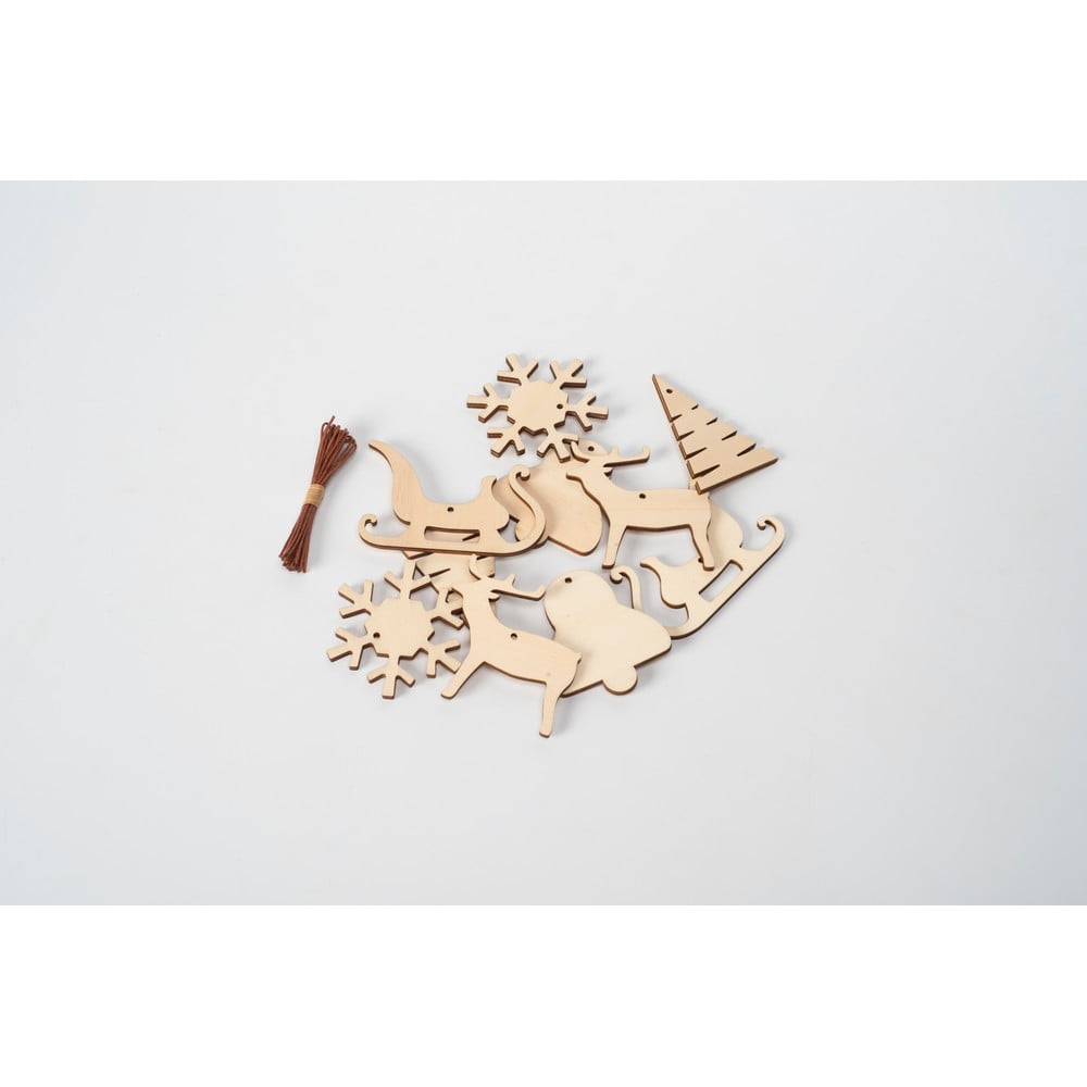 Sada 10 dřevěných vánočních dekorací Spira Medium Sada 10 dřevěných vánočních dekorací Spira Medium