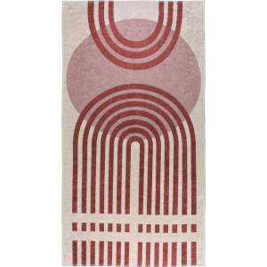Červeno-bílý pratelný koberec běhoun 80×200 cm – Vitaus
