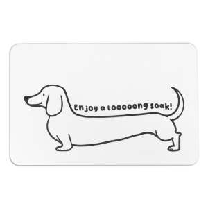 Bílá koupelnová předložka z křemeliny 39×60 cm Dachshund – Artsy Doormats