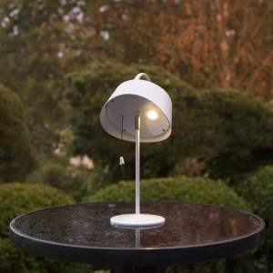 Bílá venkovní solární LED lampa Star Trading Cervia, výška 36 cm
