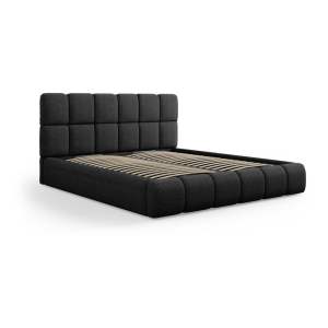 Černá čalouněná dvoulůžková postel s úložným prostorem s roštem 180×200 cm Bellis – Micadoni Home
