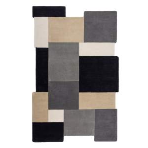 Černo-šedý ručně tkaný vlněný koberec 150×240 cm Collage Monochrome – Flair Rugs