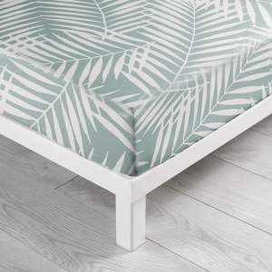 Bílo-zelené napínací bavlněné prostěradlo 90×190 cm Botania – douceur d’intérieur