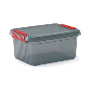 Šedý plastový úložný box s víkem 39x29x18 cm K Latch Box – KIS